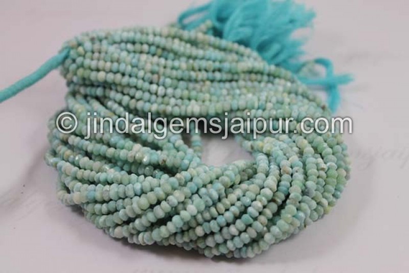 Larimar Faceted Roundelle Shape Beads